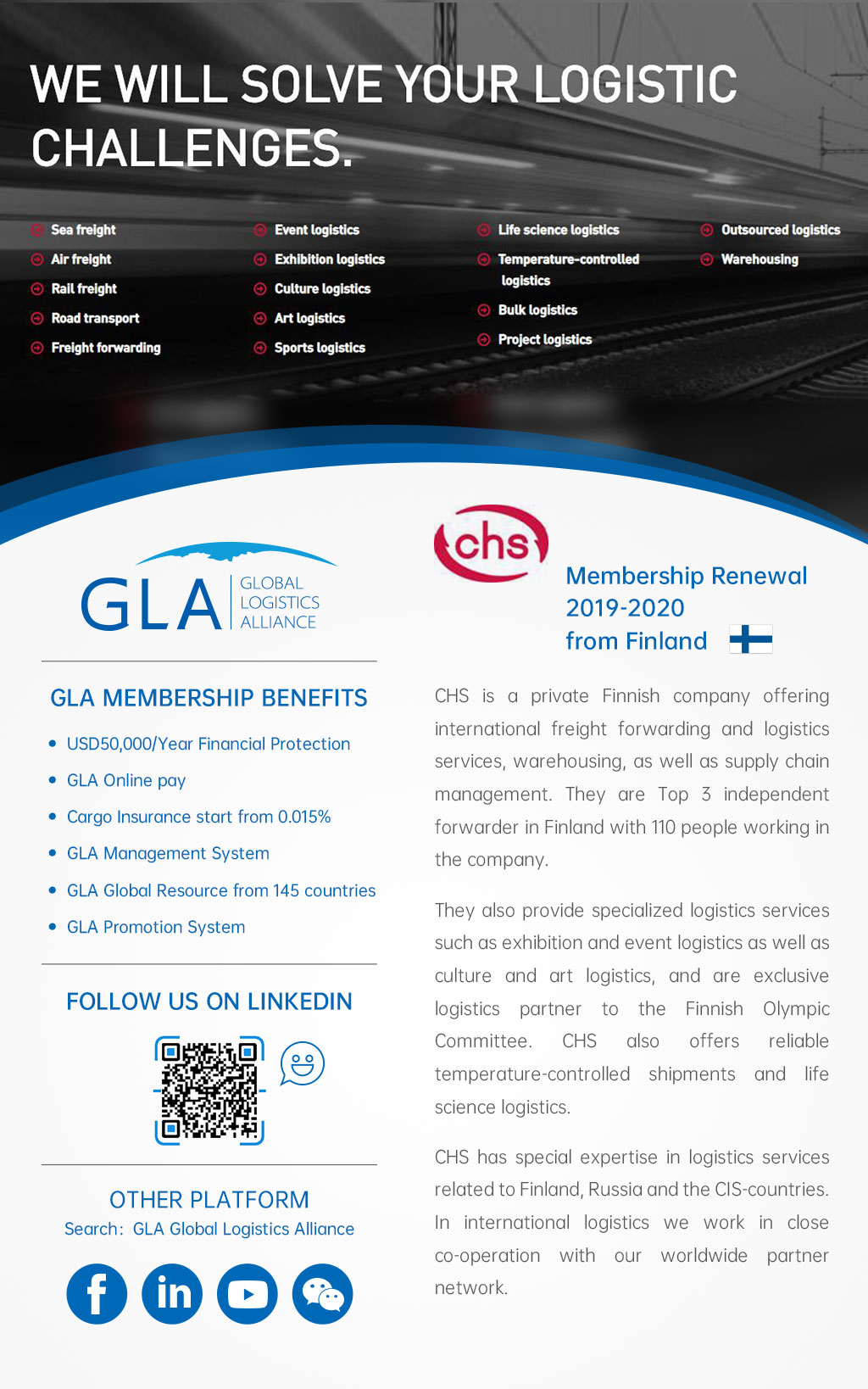 GLA Membership Renewal — CHS Air & Sea Oy from Finland