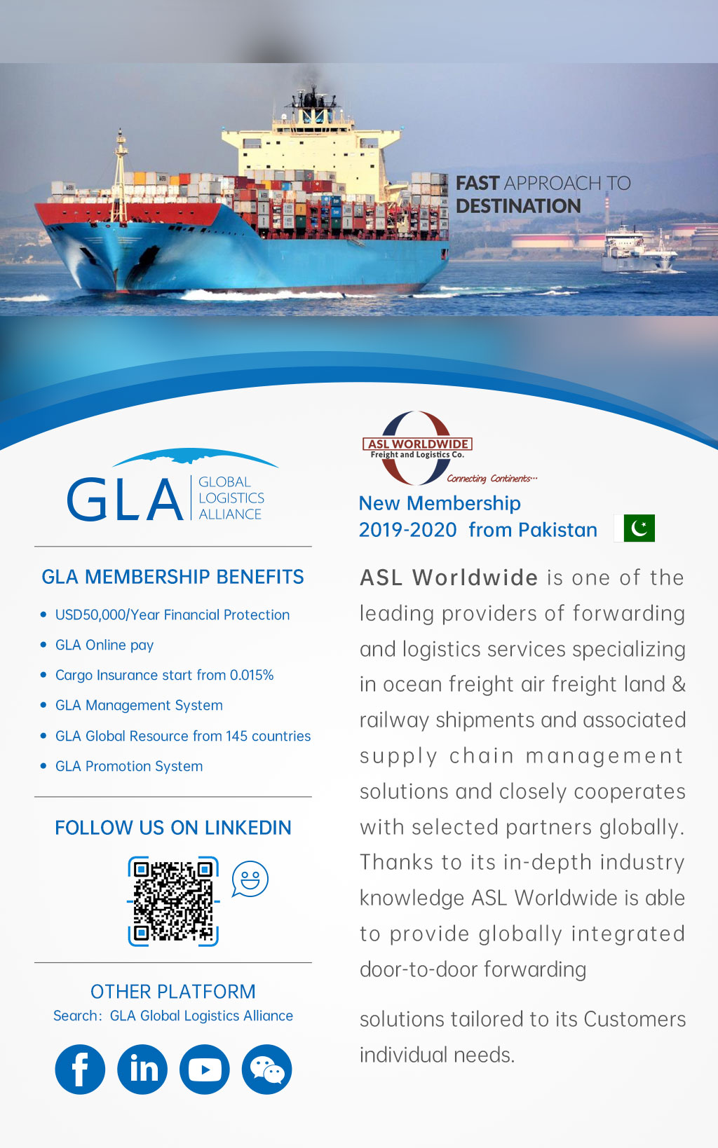 GLA Membership Renewal — ASL Worldwide Freight & Logistics from Pakistan