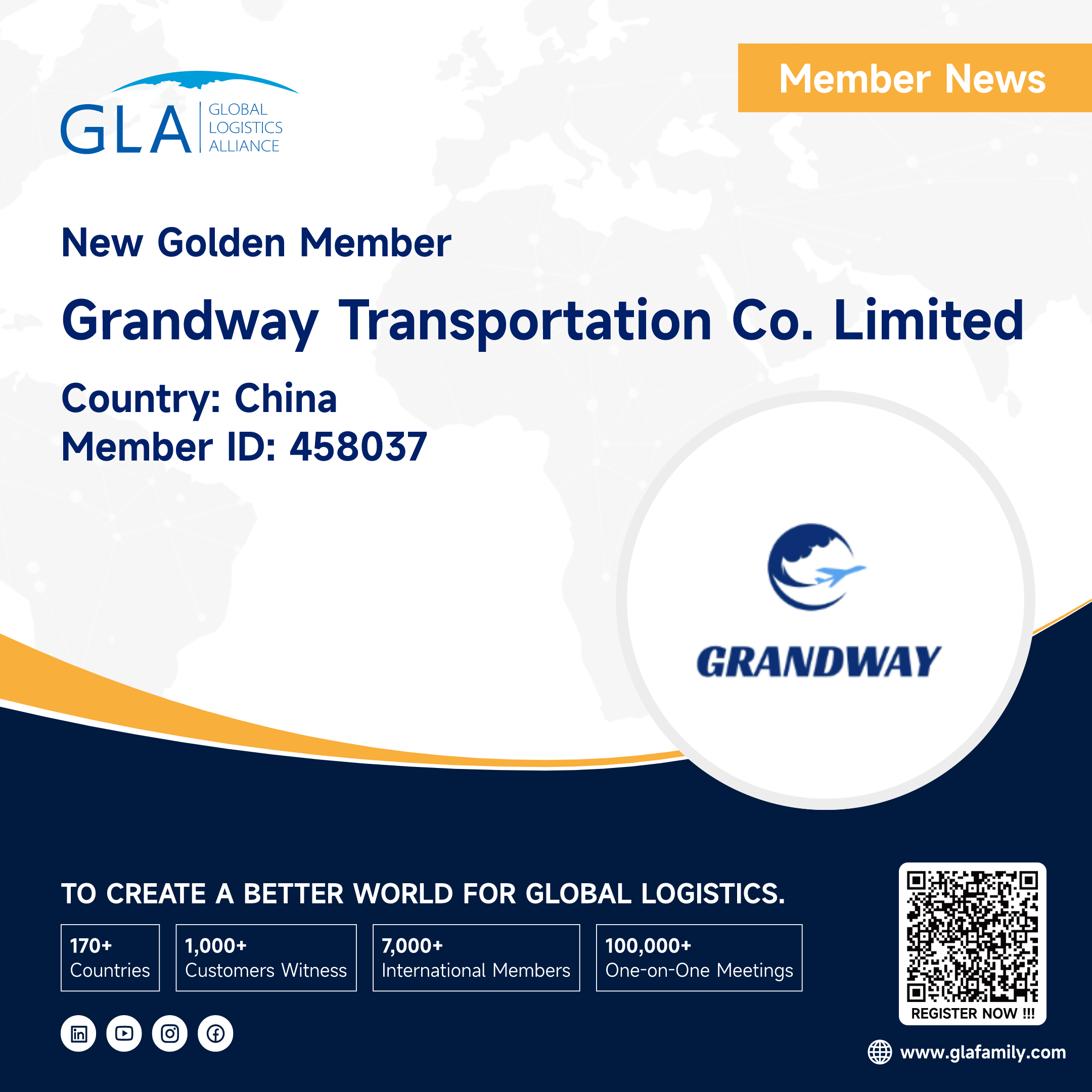 Welcome! New GLA Golden Member from China ———— GRANDWAY TRANSPORTATION CO. LIMITED