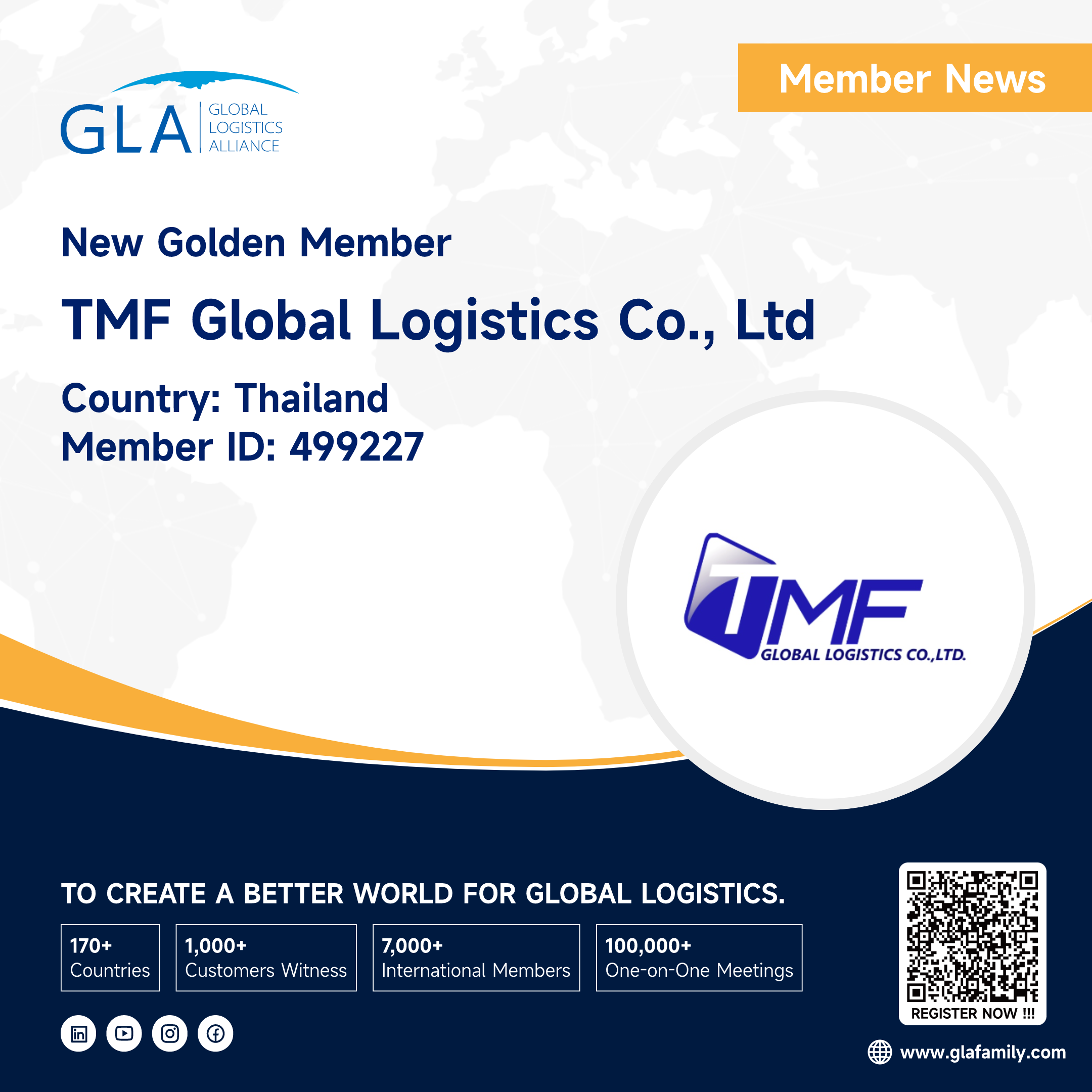 Welcome! New GLA Golden Member from Thailand ———— TMF Global Logistics Co., ltd.