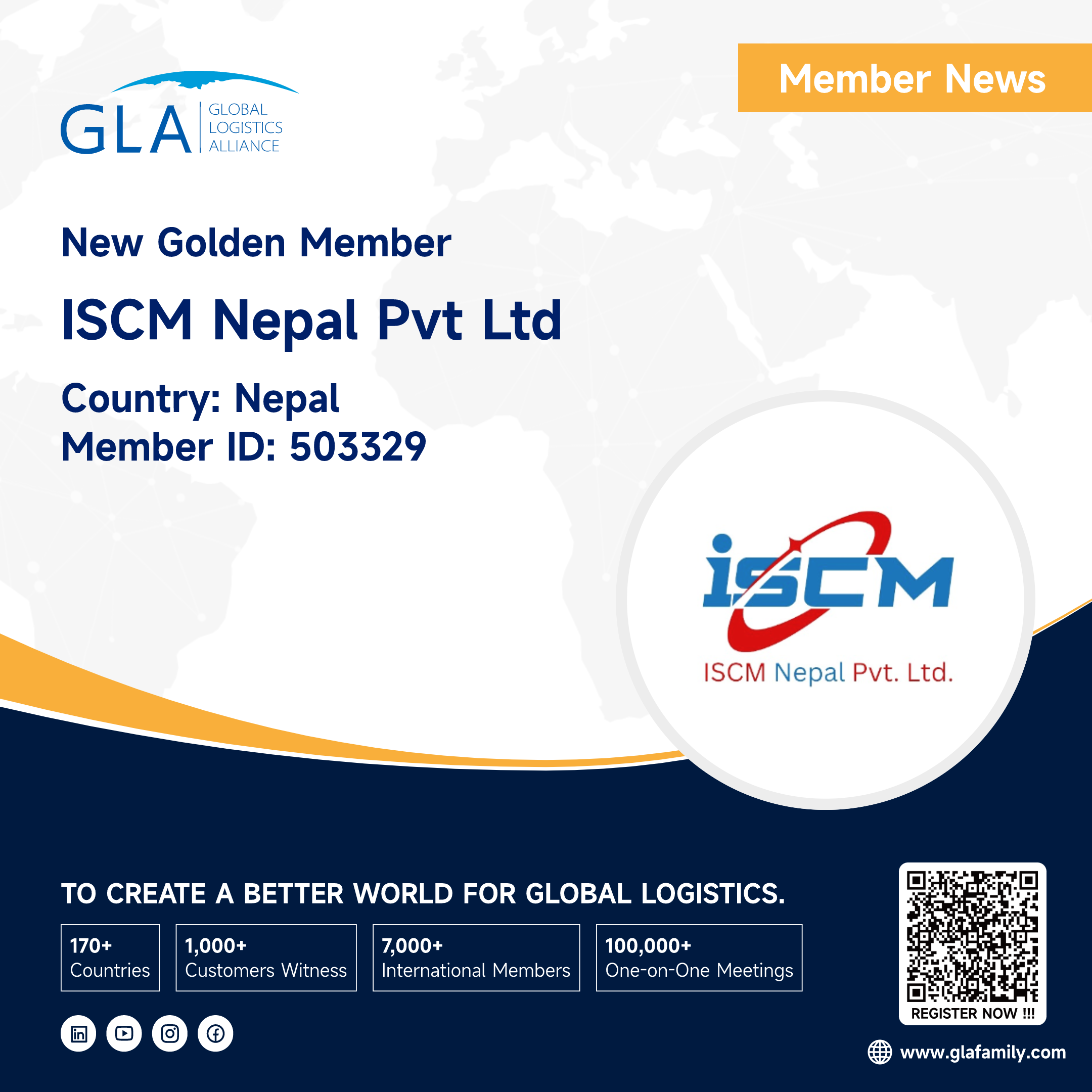 Welcome! New GLA Golden Member from Nepal ———— ISCM Nepal Pvt Ltd