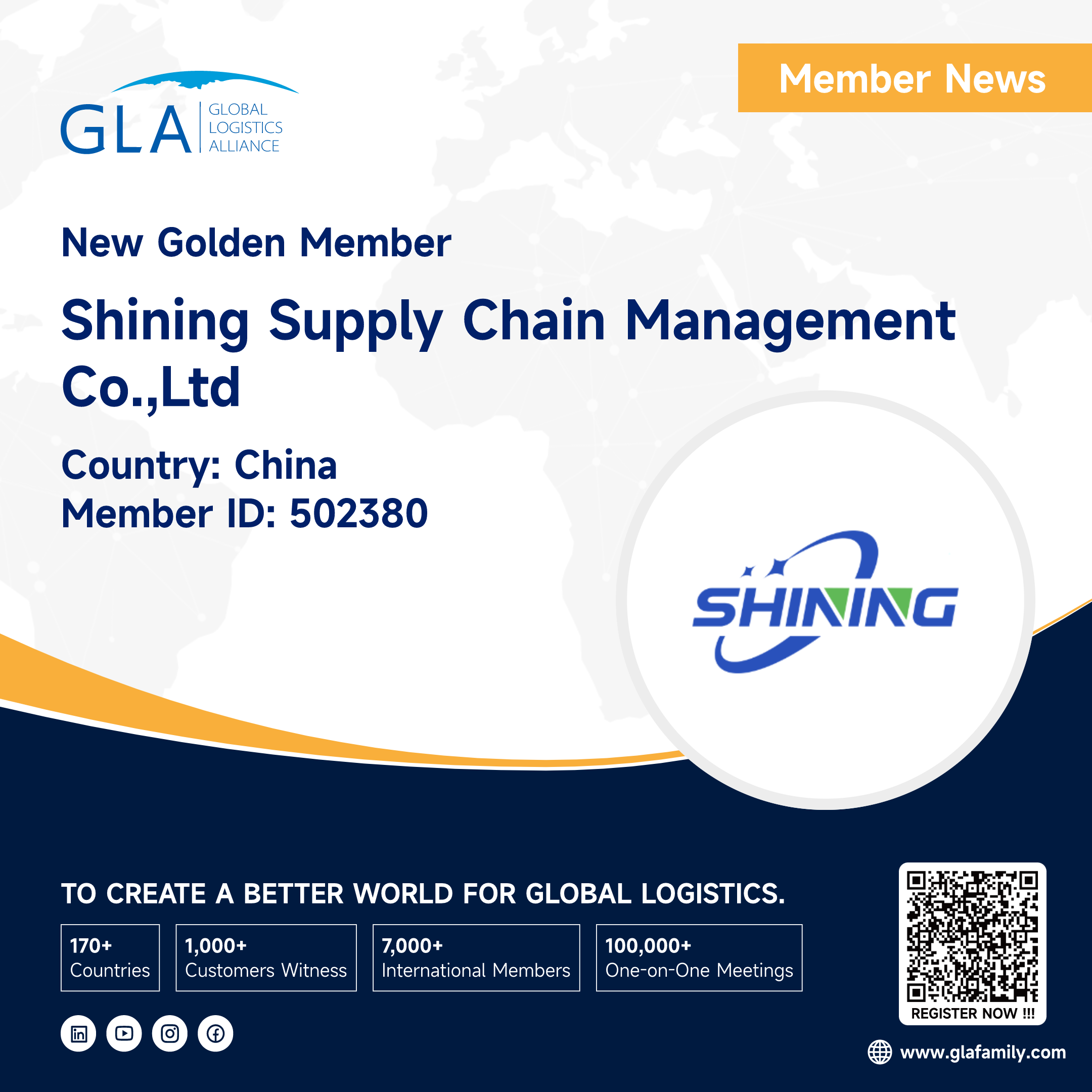 Welcome! New GLA Golden Member from China ———— SHINING SUPPLY CHAIN MANAGEMENT CO.,LTD