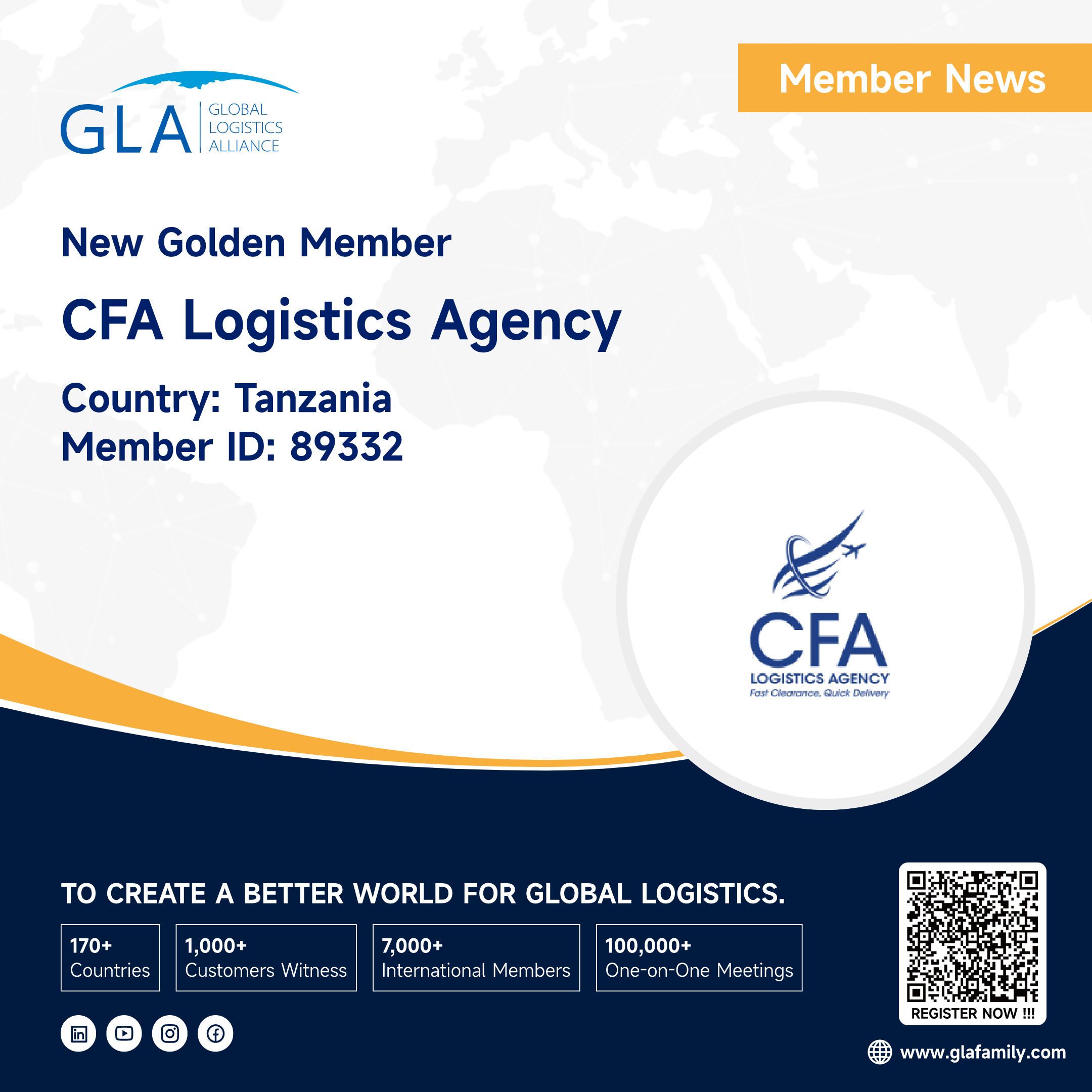 Welcome! New GLA Golden Member from Tanzania ———— CFA Logistics Agency