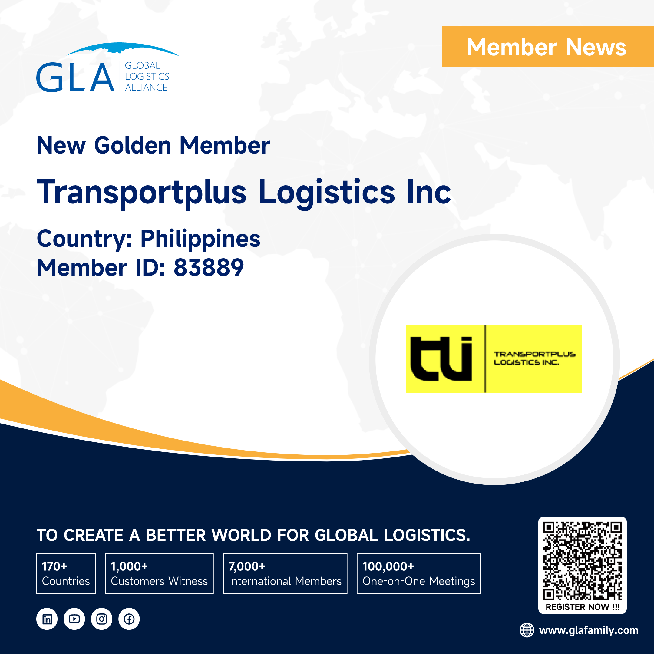 Welcome! GLA Golden Member from Philippines ———— TRANSPORTPLUS LOGISTICS INC