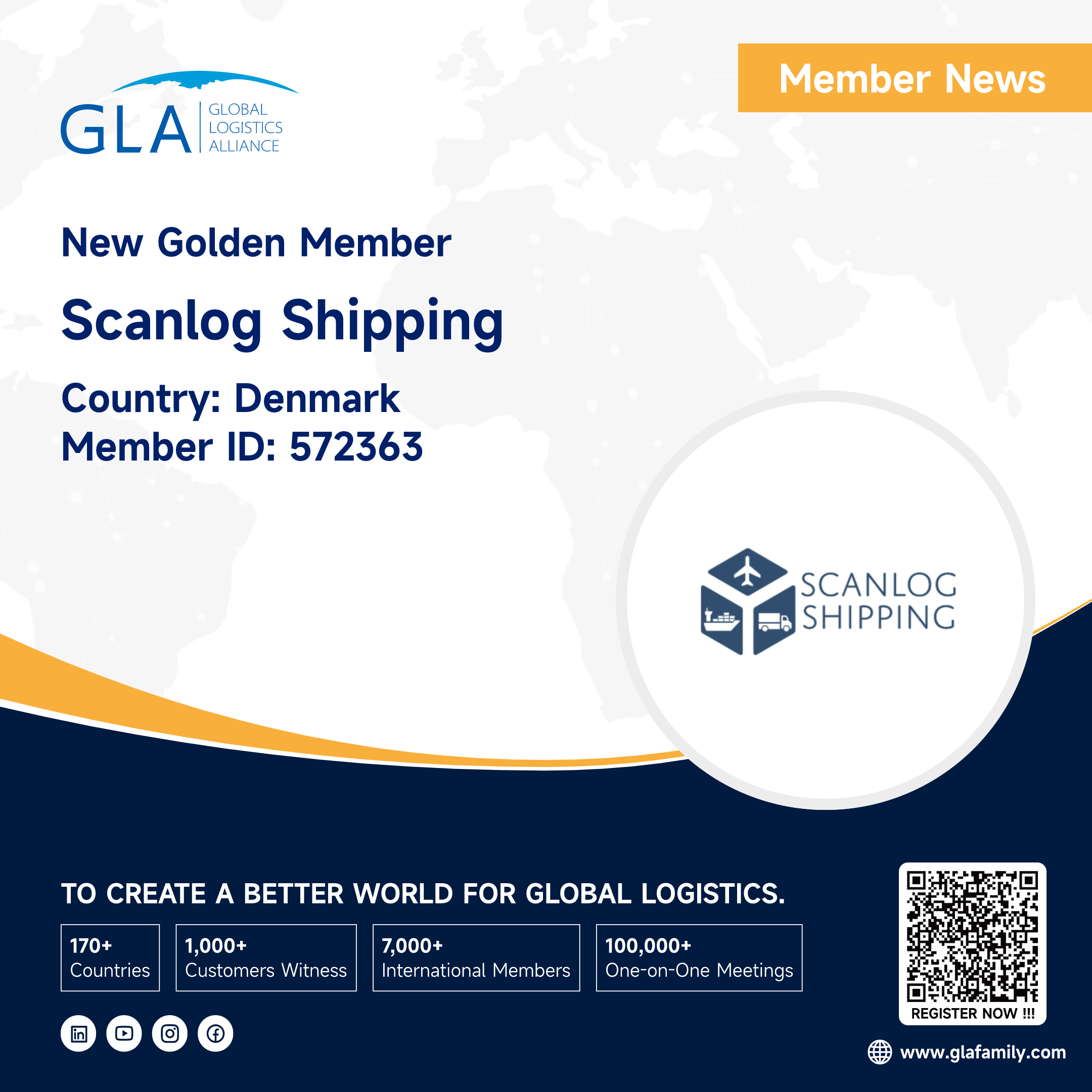 Welcome! New GLA Golden Member from Denmark ———— SCANLOG SHIPPING