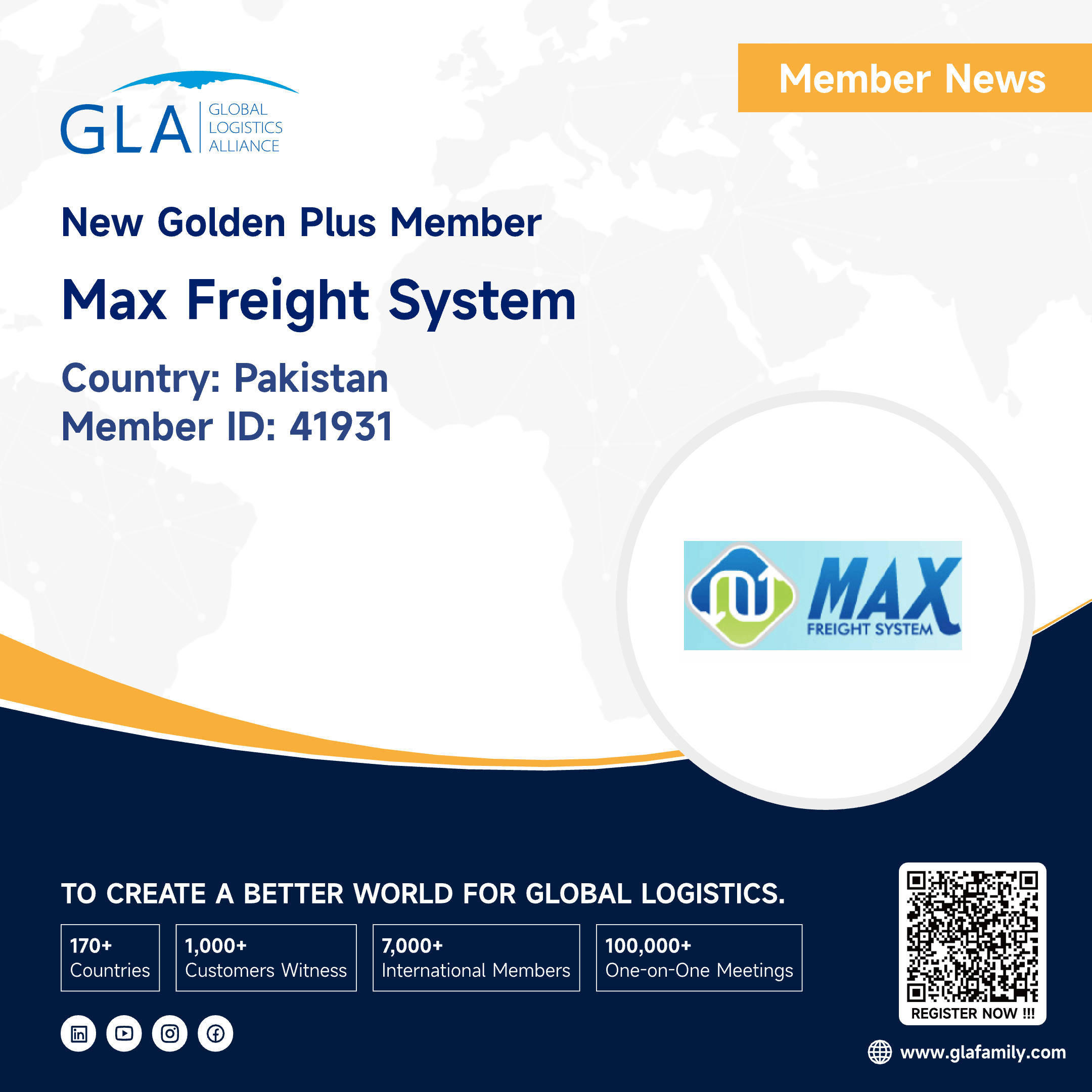 Welcome! New GLA Golden Plus Member from Pakistan ———— MAX FREIGHT SYSTEM