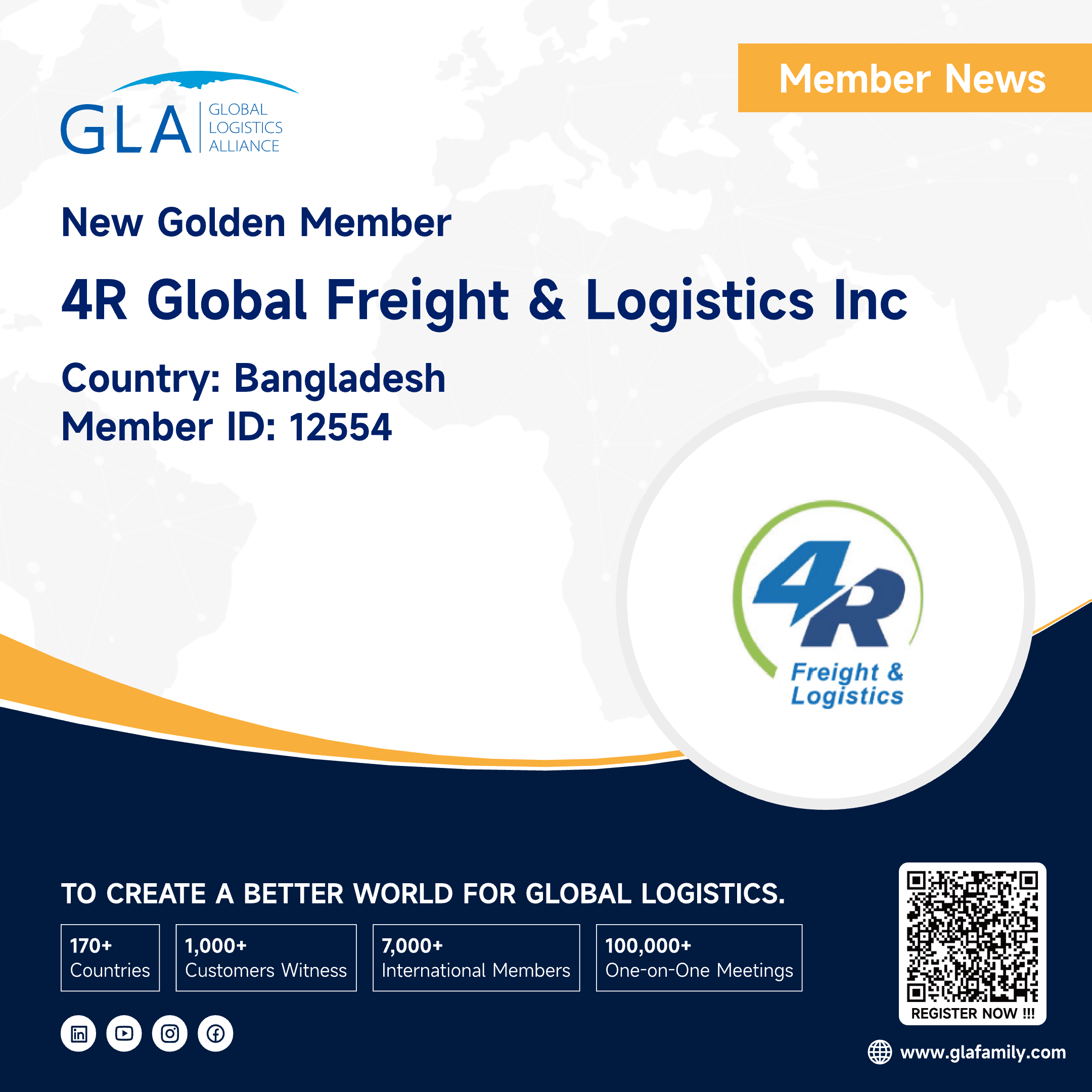 Welcome! New GLA Golden Member from Bangladesh ———— 4R GLOBAL FREIGHT & LOGISTICS INC.