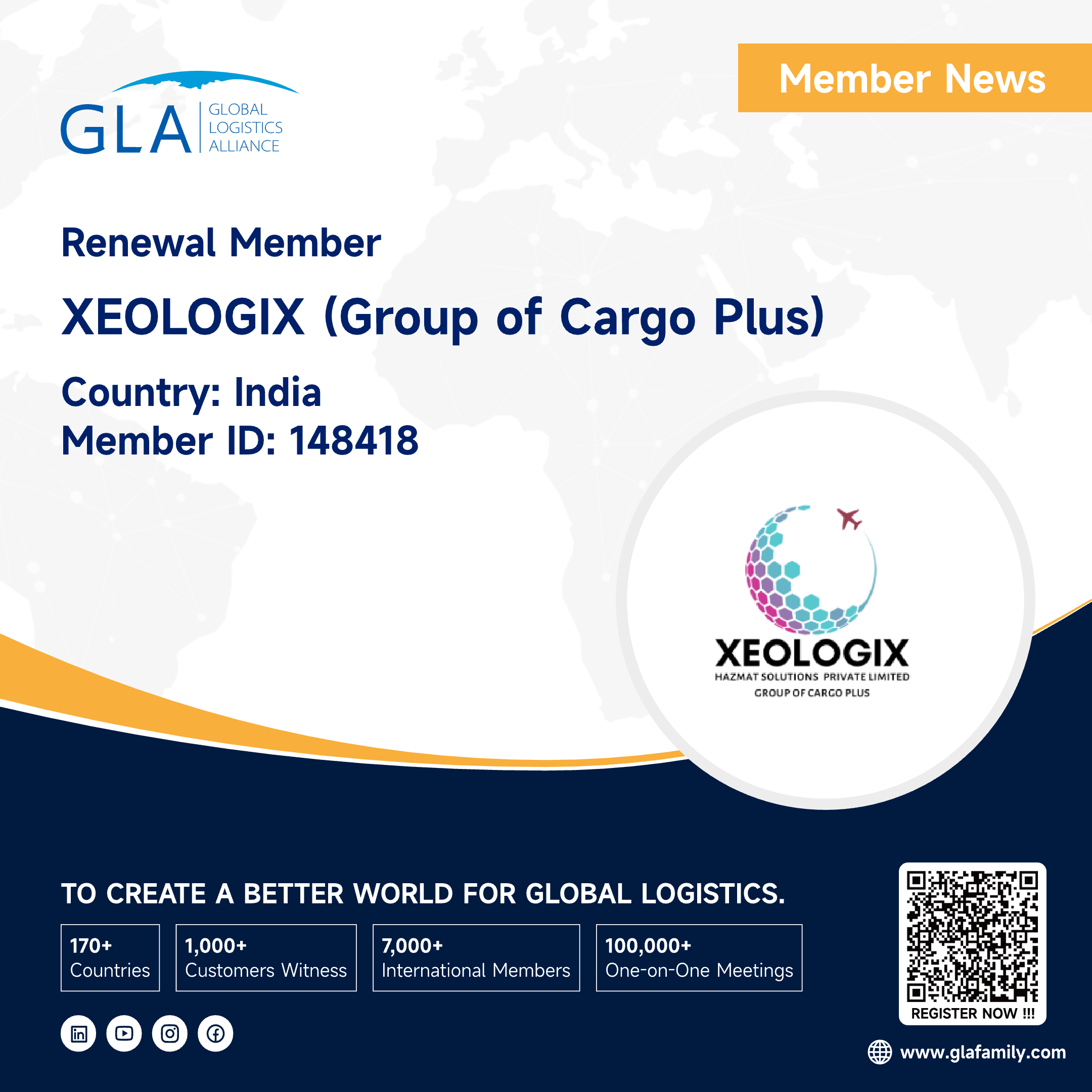 Welcome! GLA Golden Membership renewal from India ———— XEOLOGIX (Group of Cargo Plus)