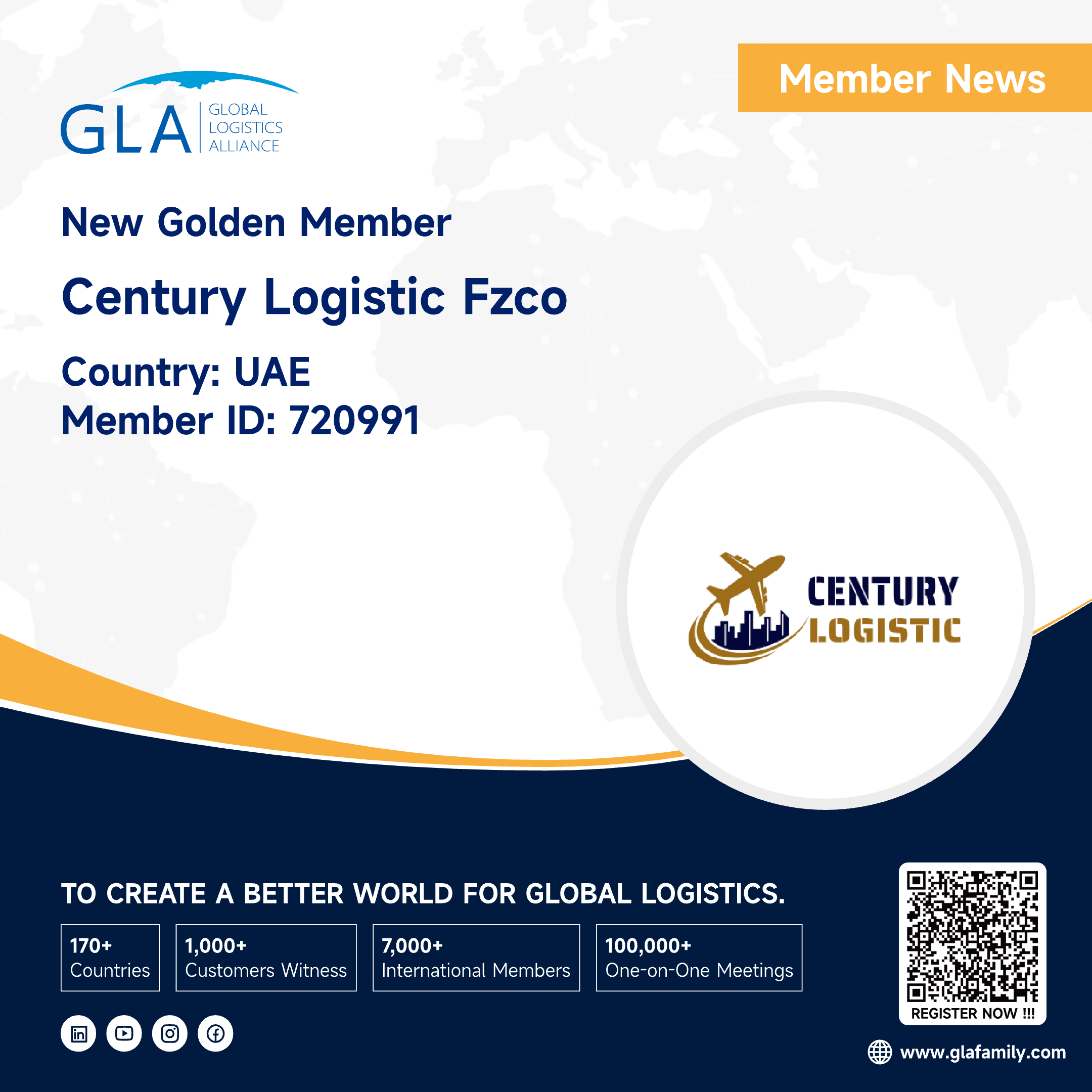 Welcome! New GLA Golden Member from UAE ———— CENTURY LOGISTIC FZCO
