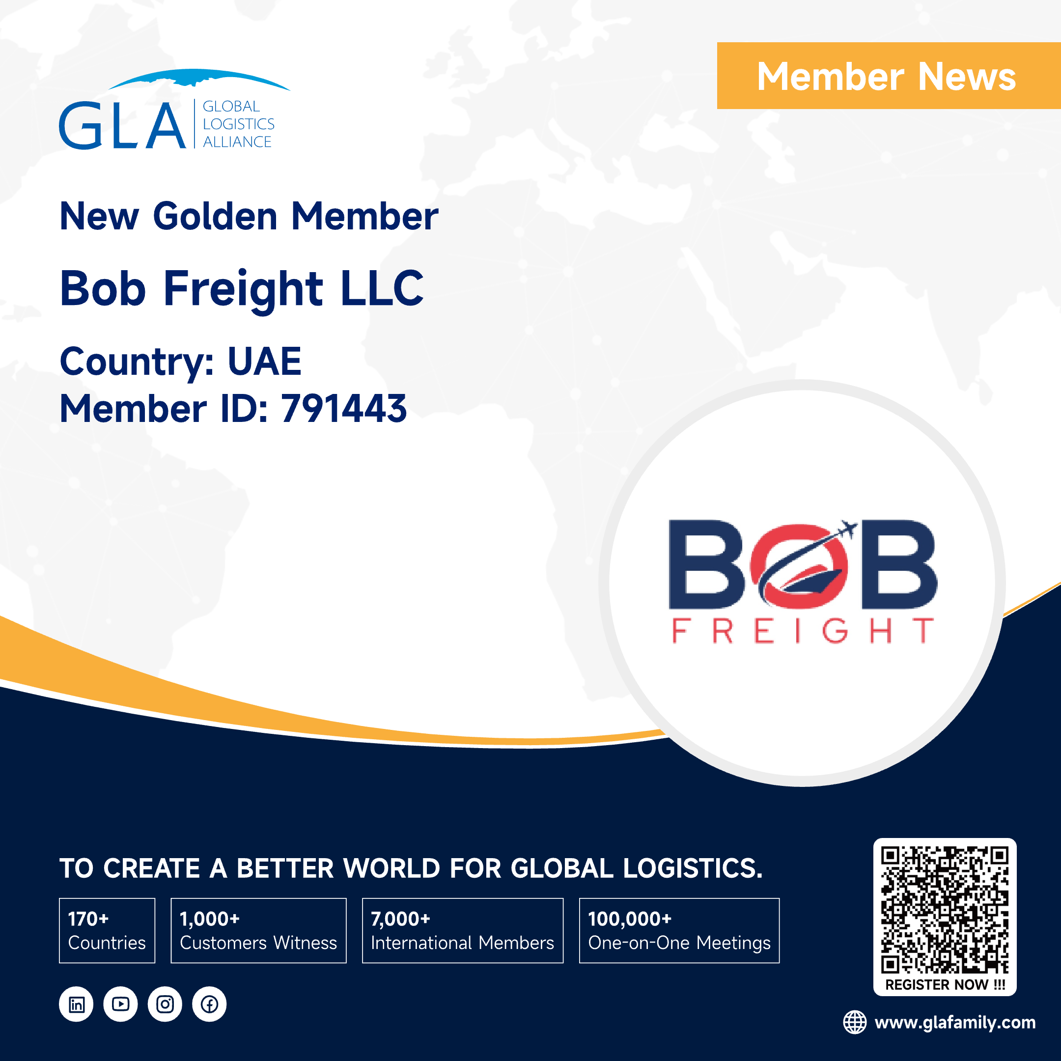 Welcome! New GLA Golden Member from UAE ———— BOB FREIGHT LLC