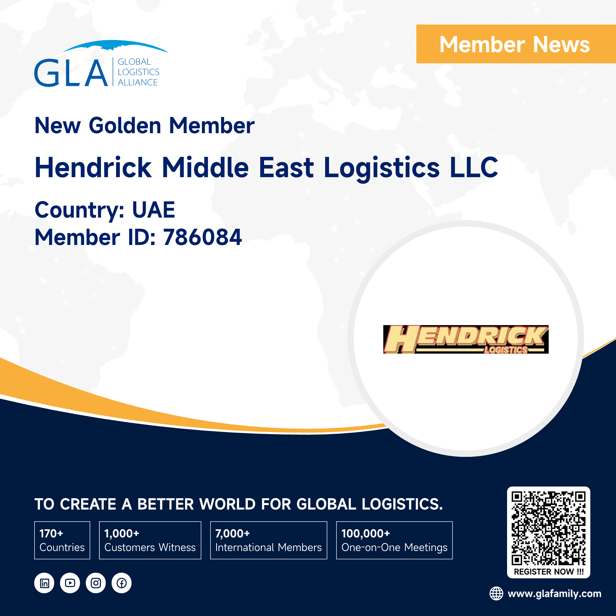 Welcome! New GLA Golden Member from UAE ———— Hendrick Middle East Logistics LLC