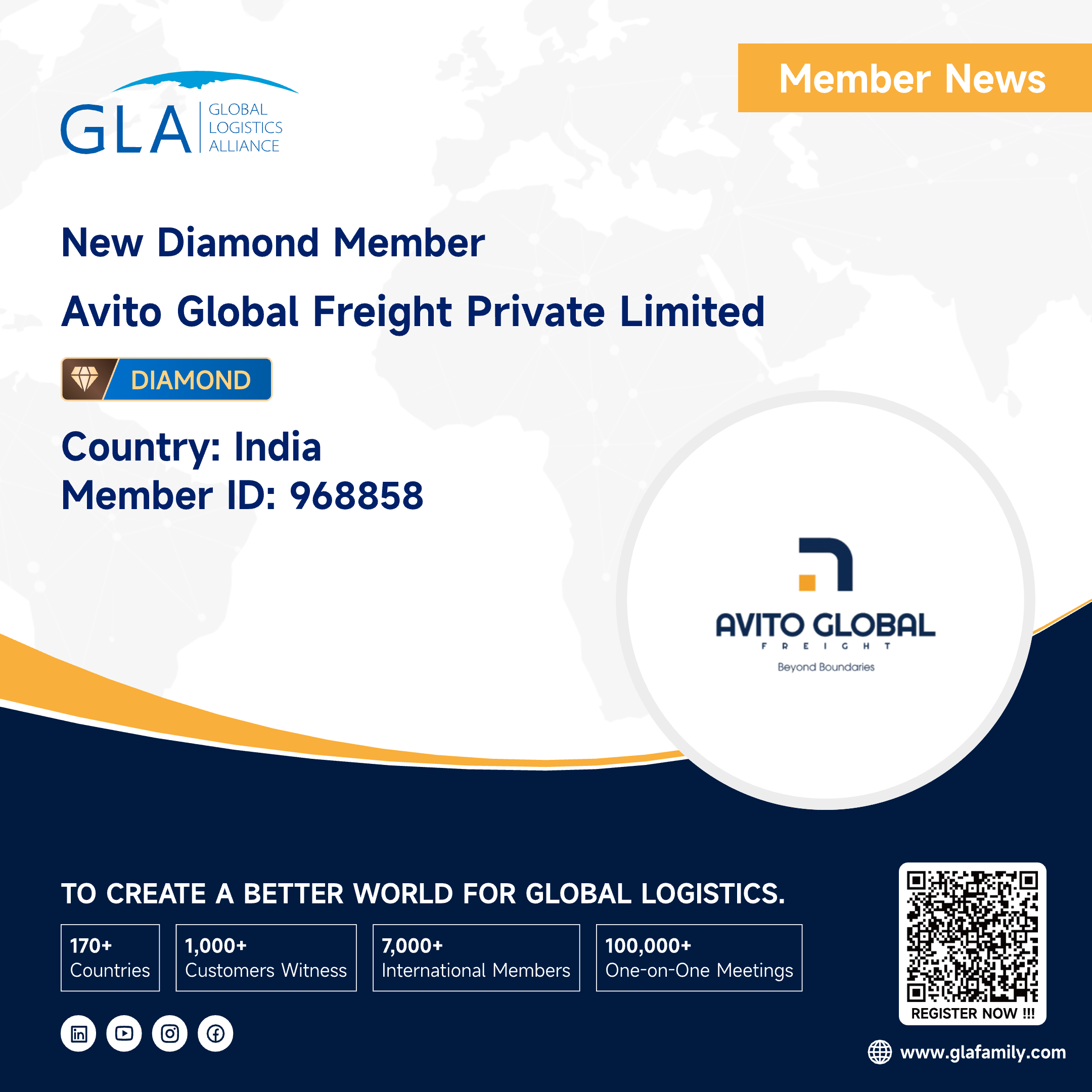 Welcome! New GLA Diamond Member from India ———— AVITO GLOBAL FREIGHT PRIVATE LIMITED
