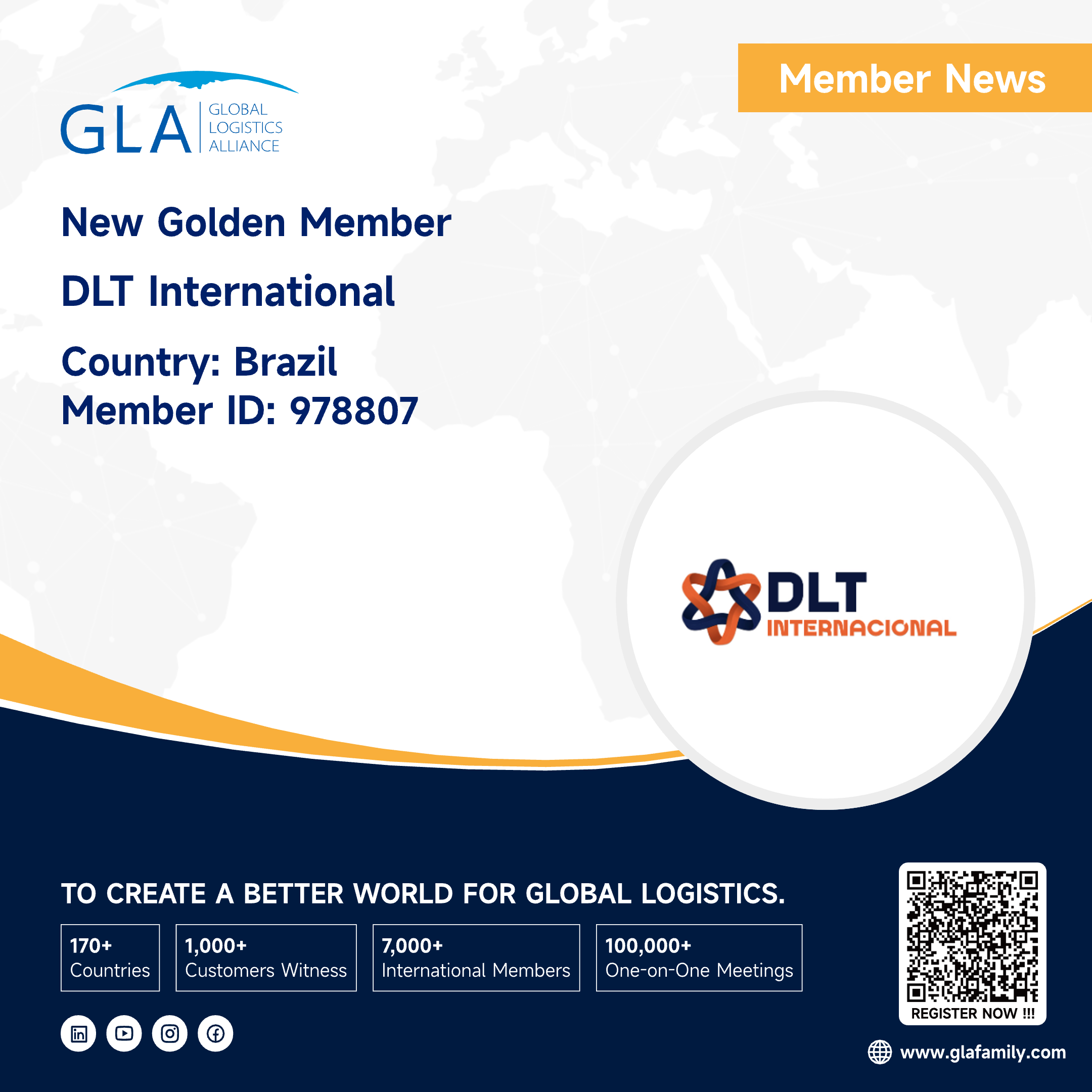 Welcome! New GLA Golden Member from Brazil ———— DLT International
