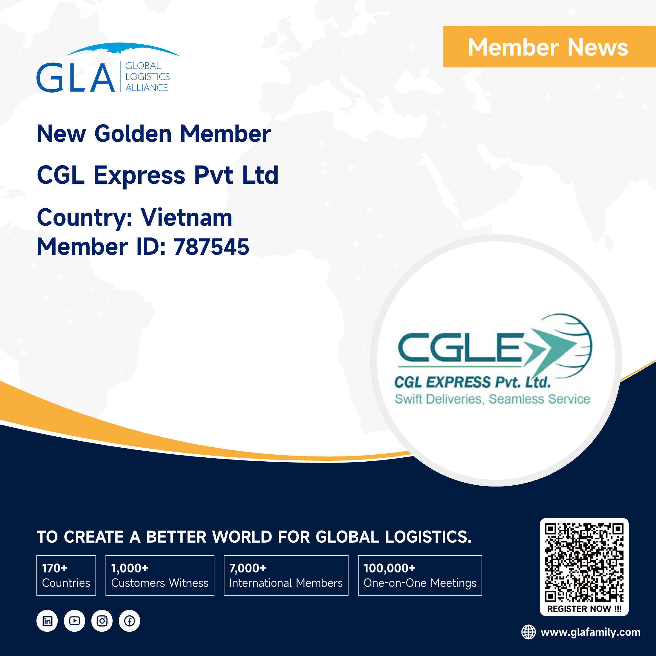 Welcome! New GLA Golden Member from Pakistan ———— CGL EXPRESS PVT LTD